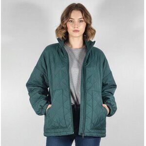 Zella Diamond Quilted Full-Zip Bomber Jacket, Hunter Green, Womens Size Medium